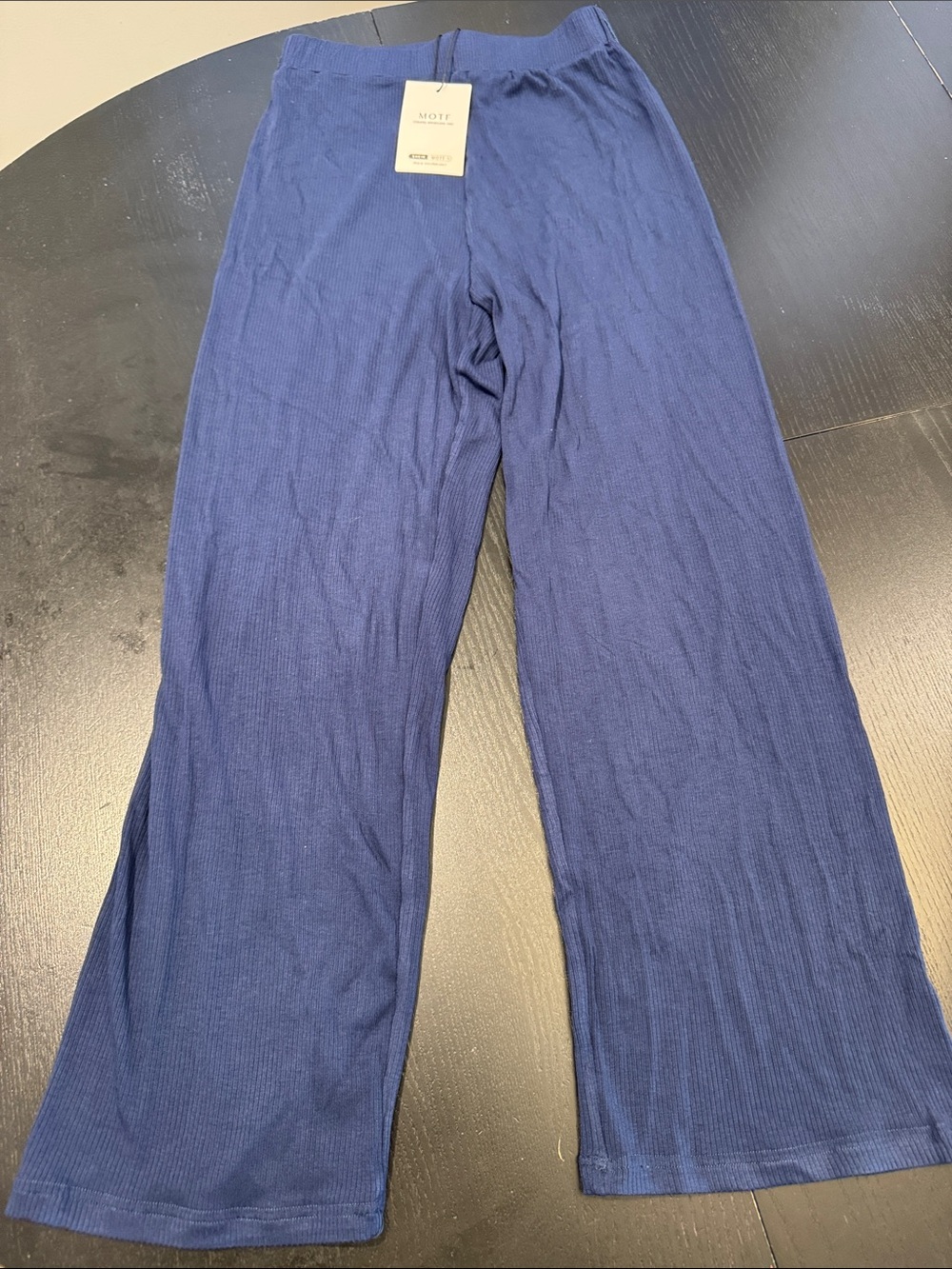 MOTF Navy Ribbed Knit Lounge Pants